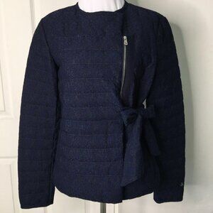 Peuterey Women's Lace Navy Blue Down Jacket Size 42 Small